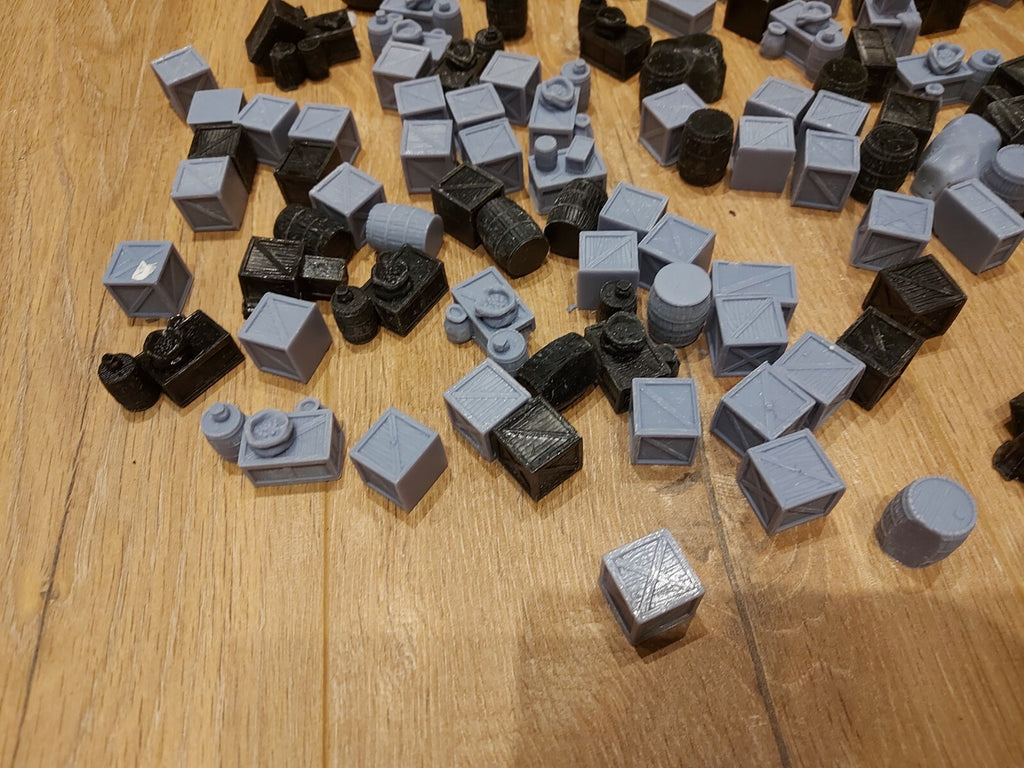 Job Lot Of Quality Wargame Scenary Crates And Barrels, Some Misprints