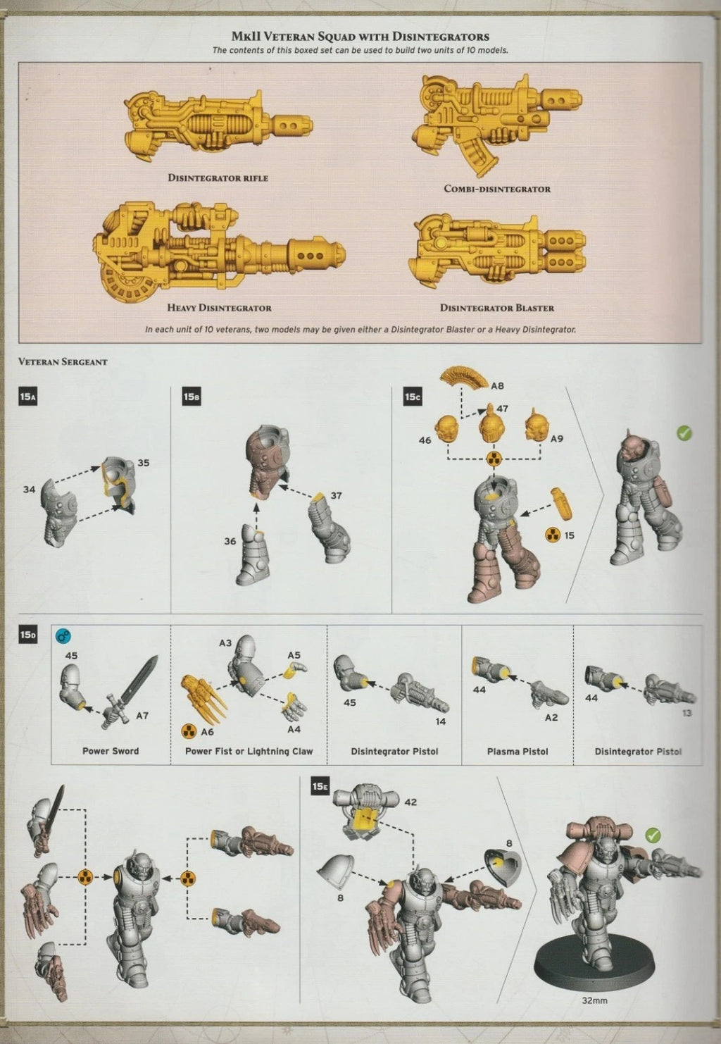 Warhammer 30K Horus Heresy, Saturnine - MK 2 Veteran Squad With Disintegrators