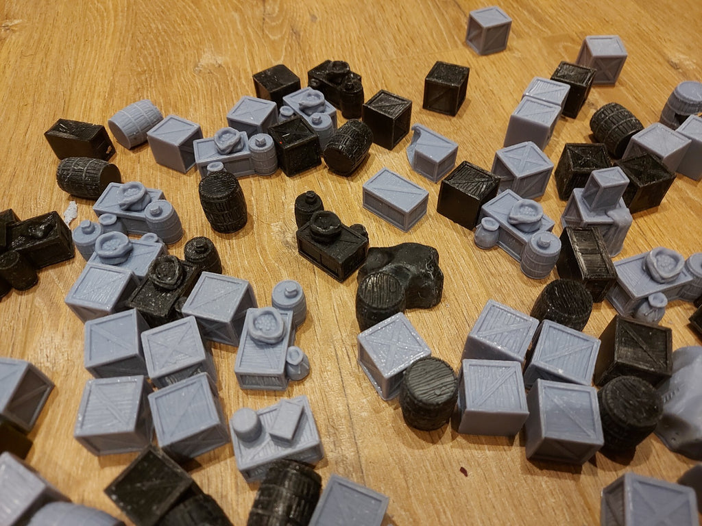 Job Lot Of Quality Wargame Scenary Crates And Barrels, Some Misprints
