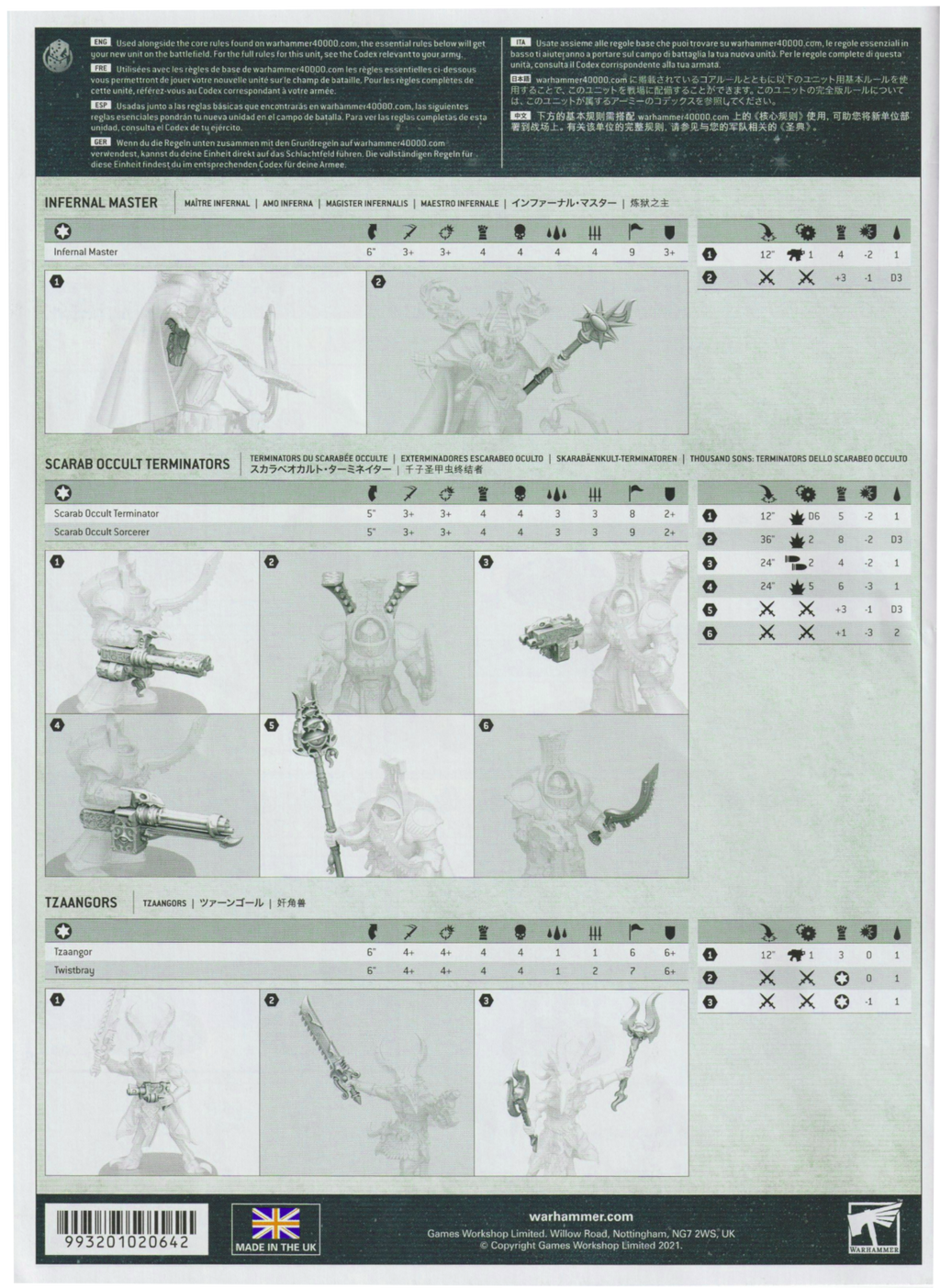Warhammer 40K - Tzeentch Thousand Sons - 5 Tzaangors NEW with bases on sprue