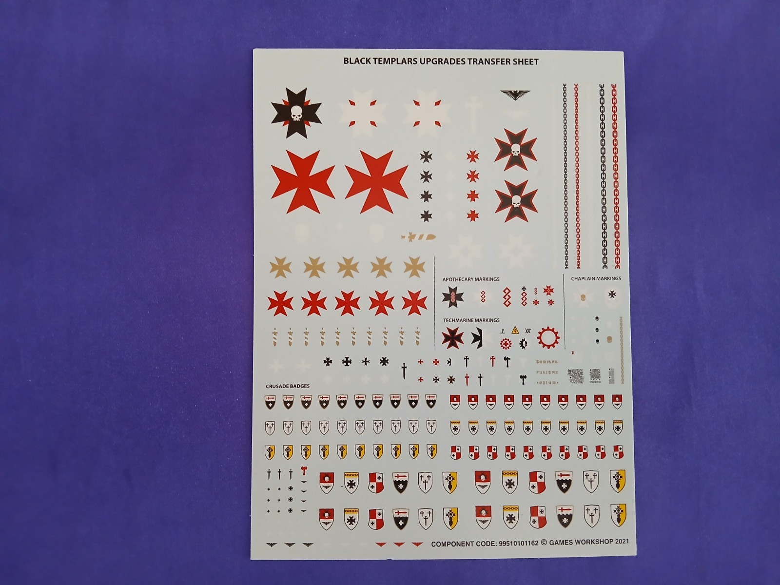 Warhammer 40k Black Templars - NEW Upgrades Transfer Sheet 2025