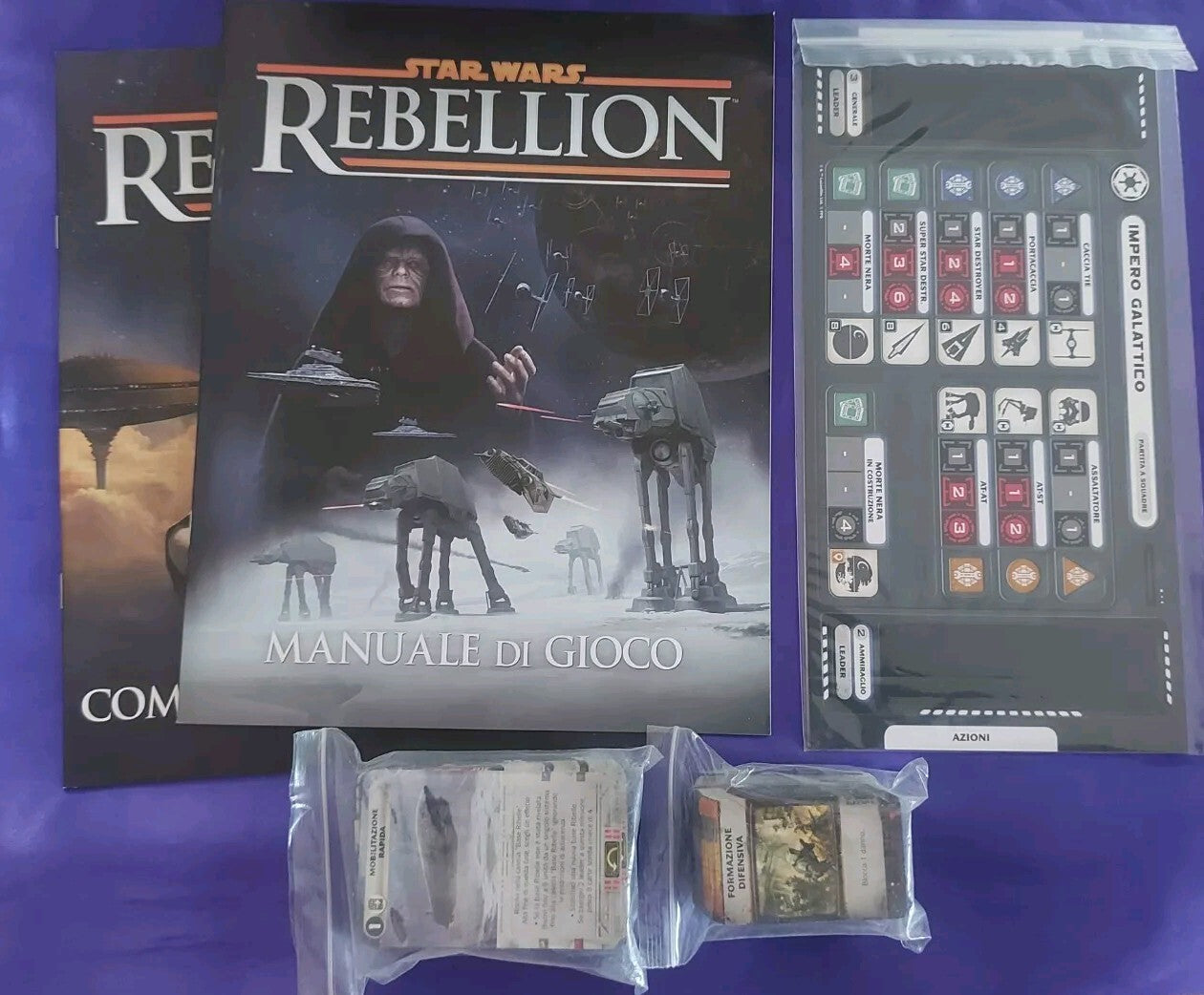 Star Wars Rebellion - Cards, Booklets, Player Mat, NEW (Sealed) ITALIAN Language