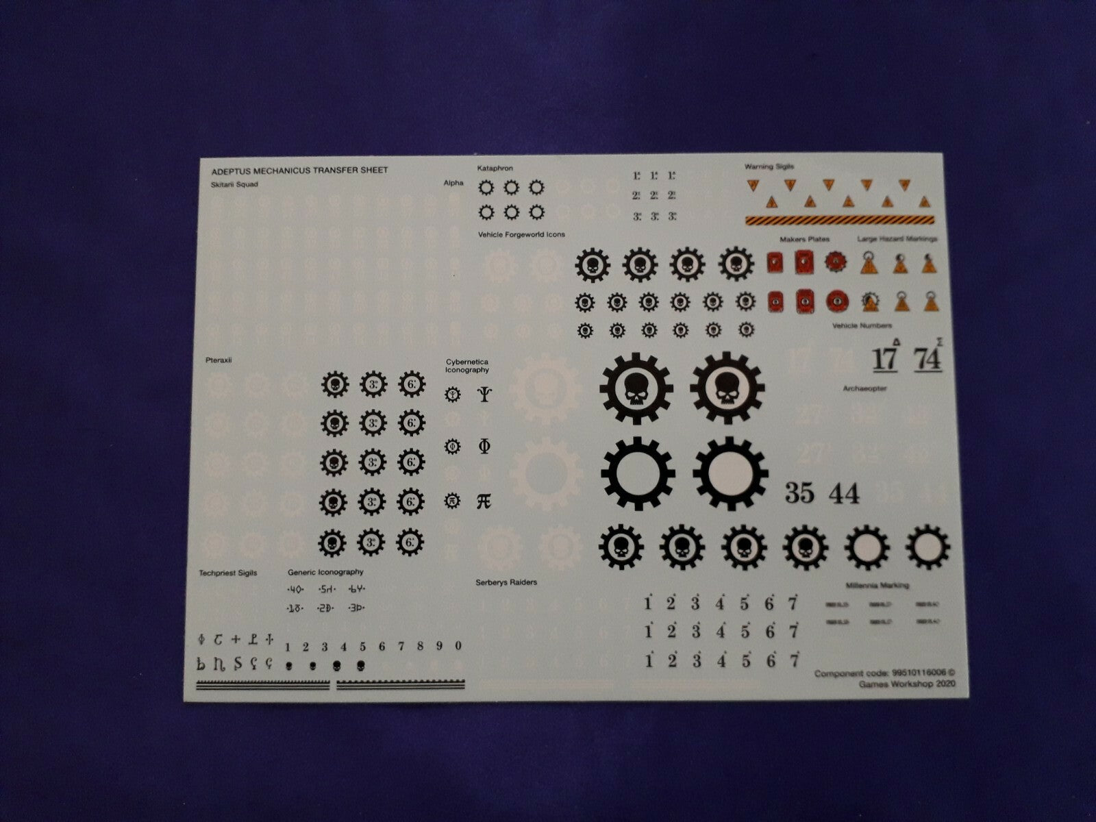 Warhammer 40k Adeptus Mechanicus Transfers Decals Sheet, NEW