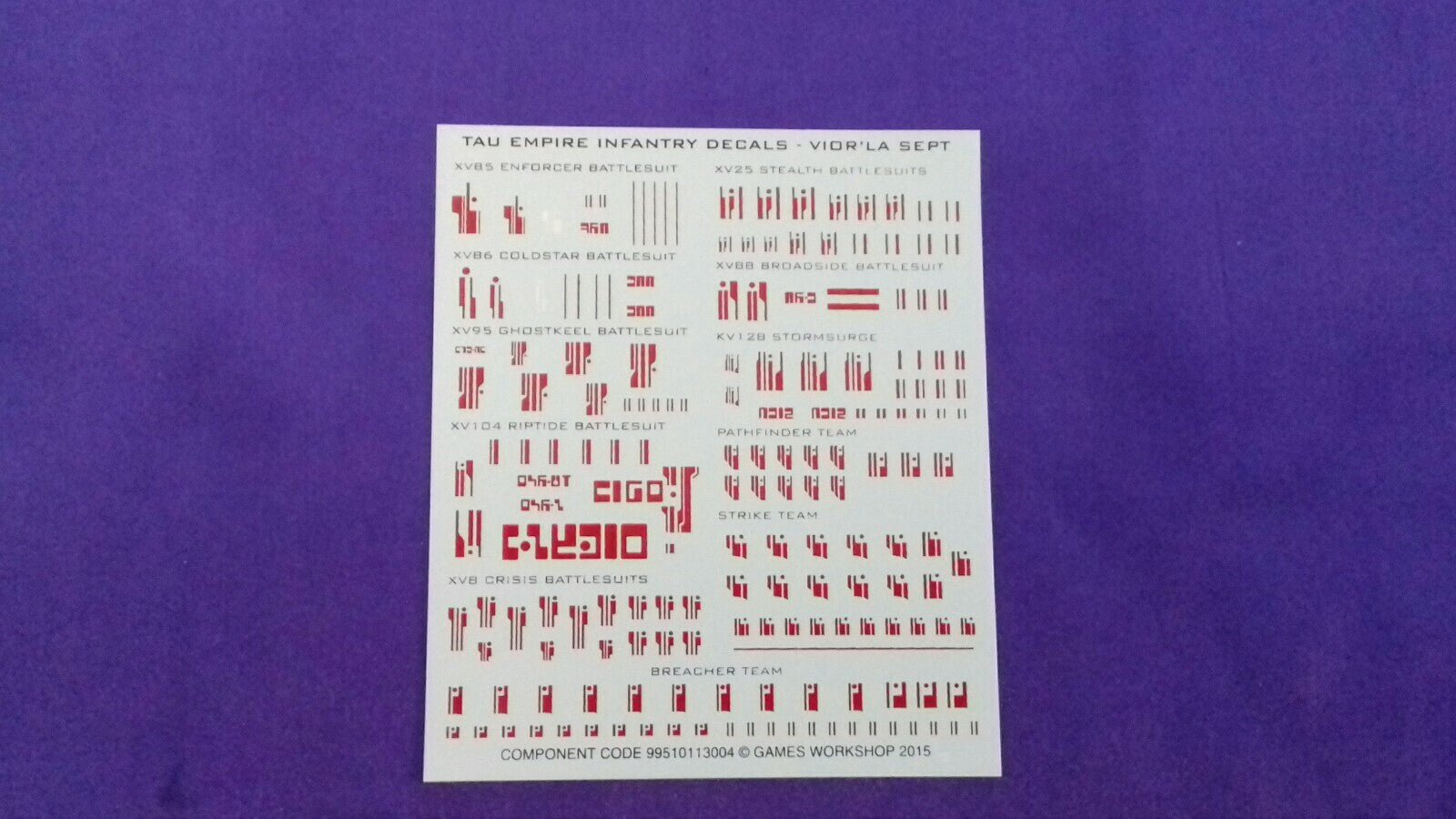 Warhammer 40K - Tau Transfer sheet, NEW