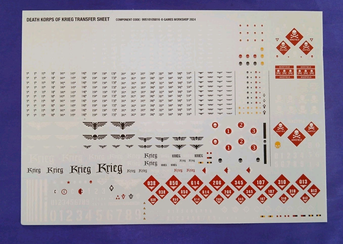 Death Korps Of Krieg Transfer Sheet, NEW
