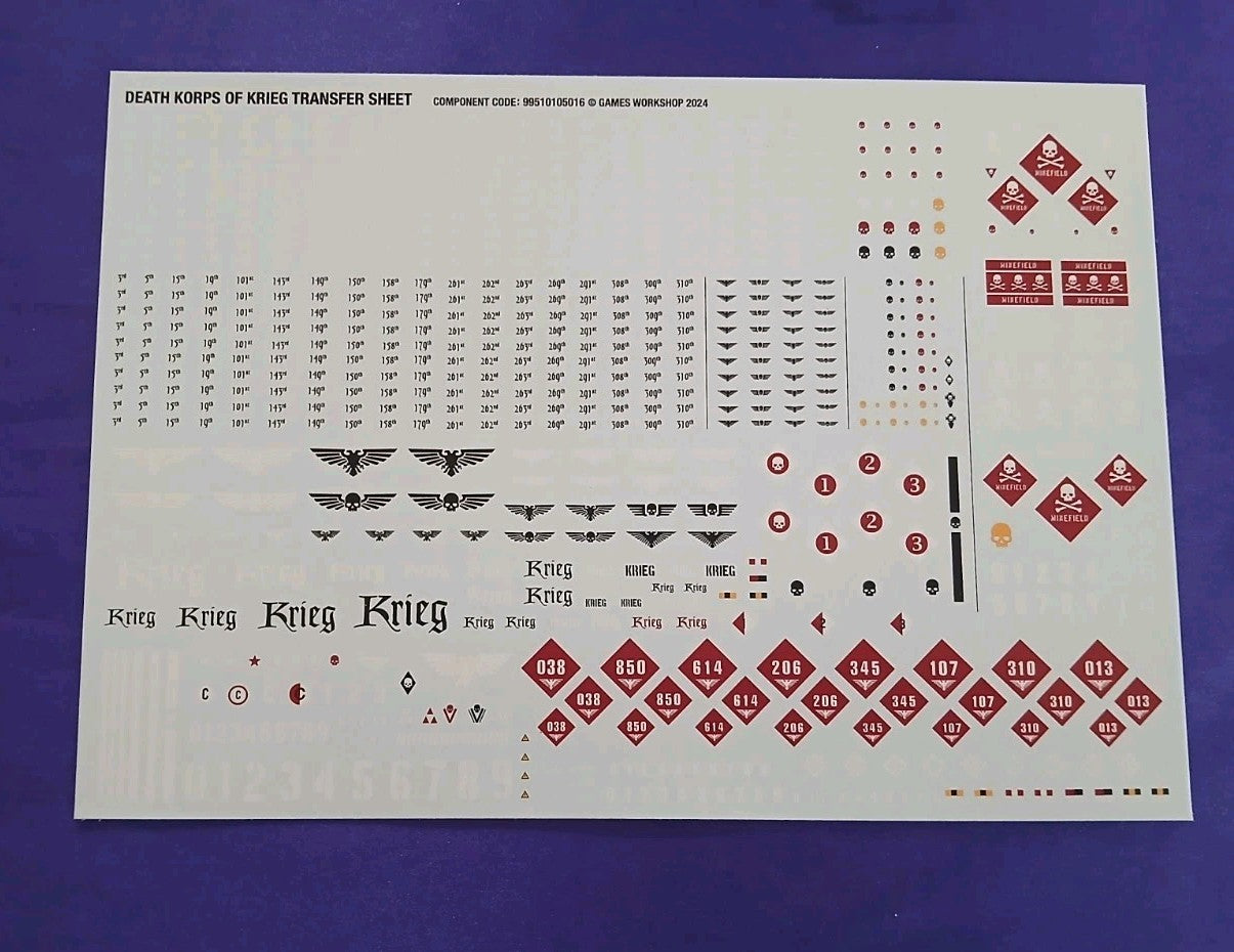 Death Korps Of Krieg Transfer Sheet, NEW