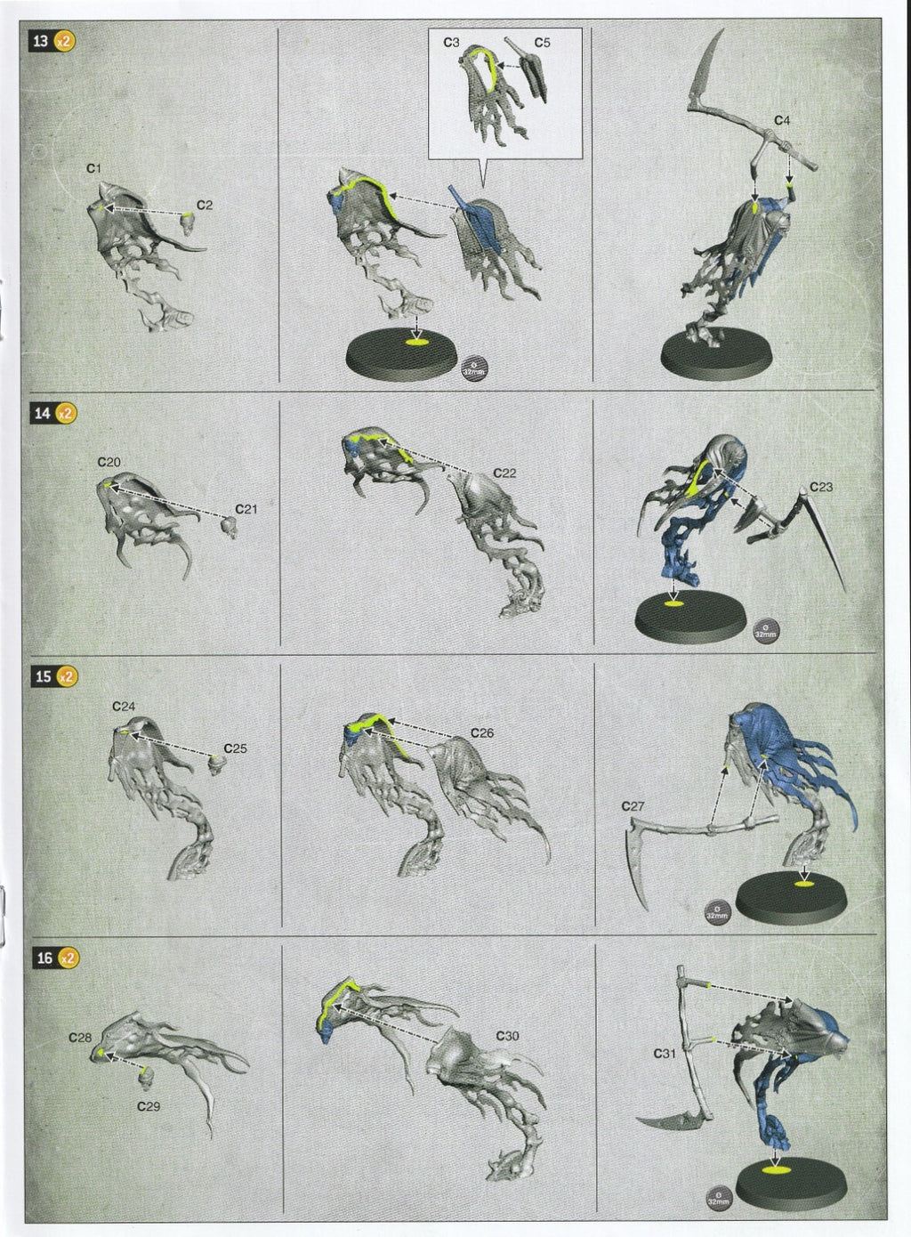 Warhammer - Age Of Sigmar - Nighthaunt 5 Grimghast Reapers (grey sprues), NEW