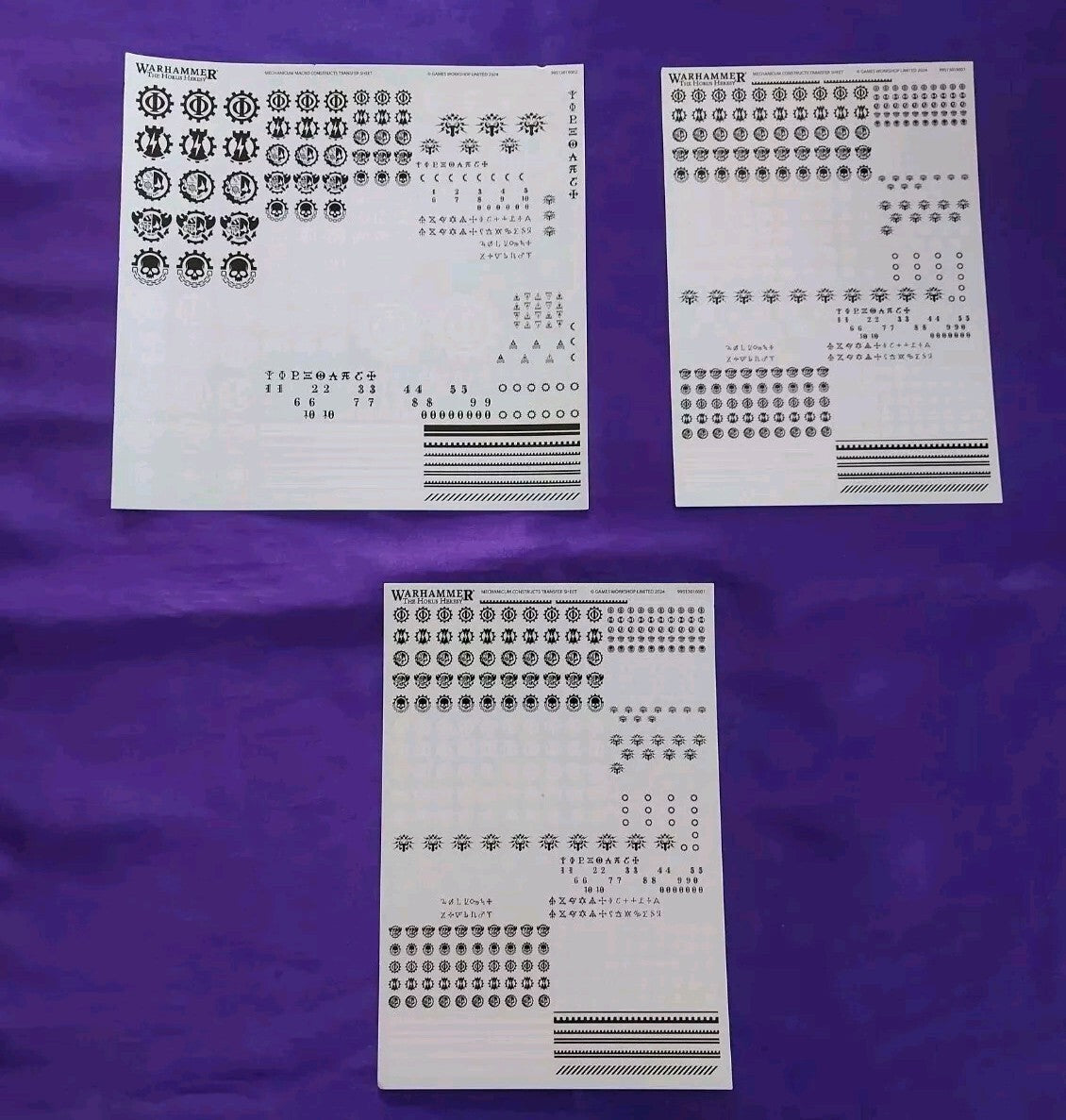 Warhammer Horus - Adeptus Mechanicus - 3 Macro Constructs Transfer Sheets, NEW